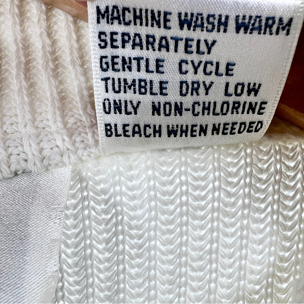 Vintage Together Ribbed Sweater Large Knit White Asymmetrical Zip Collared Moto - Picture 13 of 16